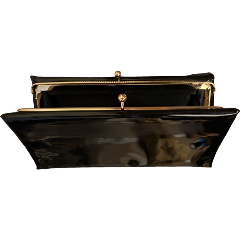 Vintagee After Five Blsck Patent Leather Clutch